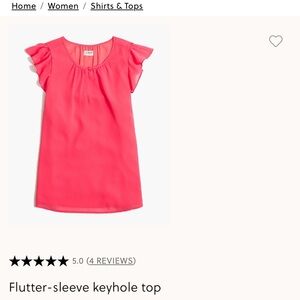 *NWT* J. Crew Flutter-sleeve Keyhole Top - sz xl